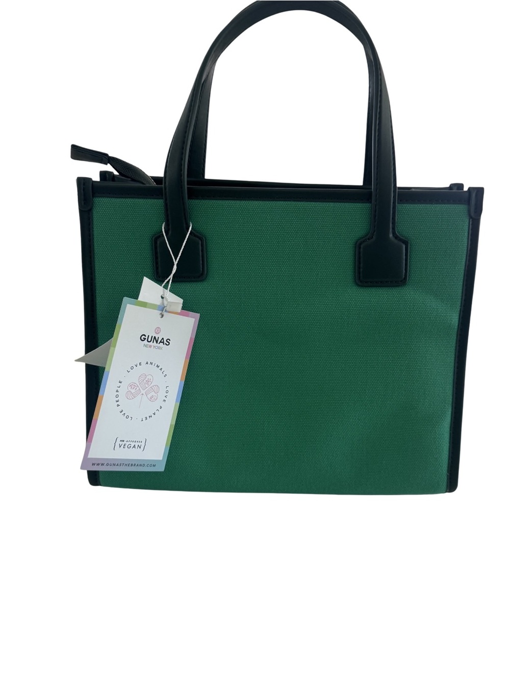 GUNAS New York Oasis Green Leopard Vegan Canvas Bag NWT $195 Sold Out Online - Picture 4 of 13